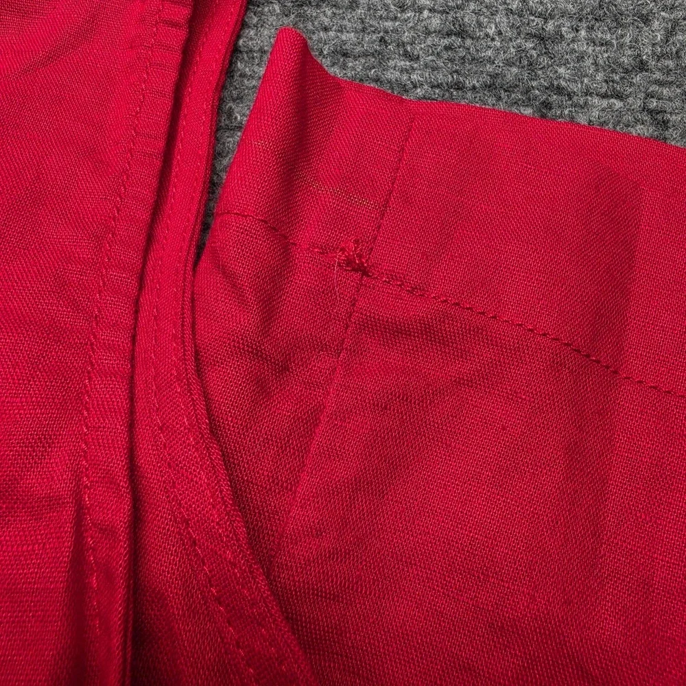 Banana Republic Jumpsuit Womens Linen 0 Sleeveless Wide Leg Crop V Neck Zip Red